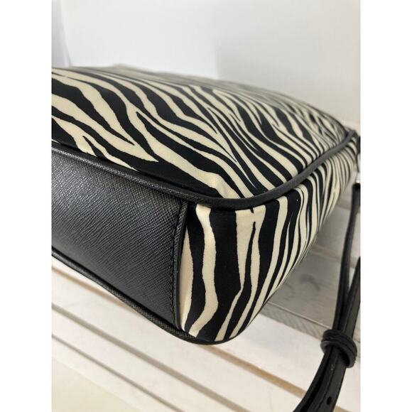 MICHAEL KORS NWT BLACK WHITE ANIMAL NYLON CROSSBODY BAG - Picture 9 of 16